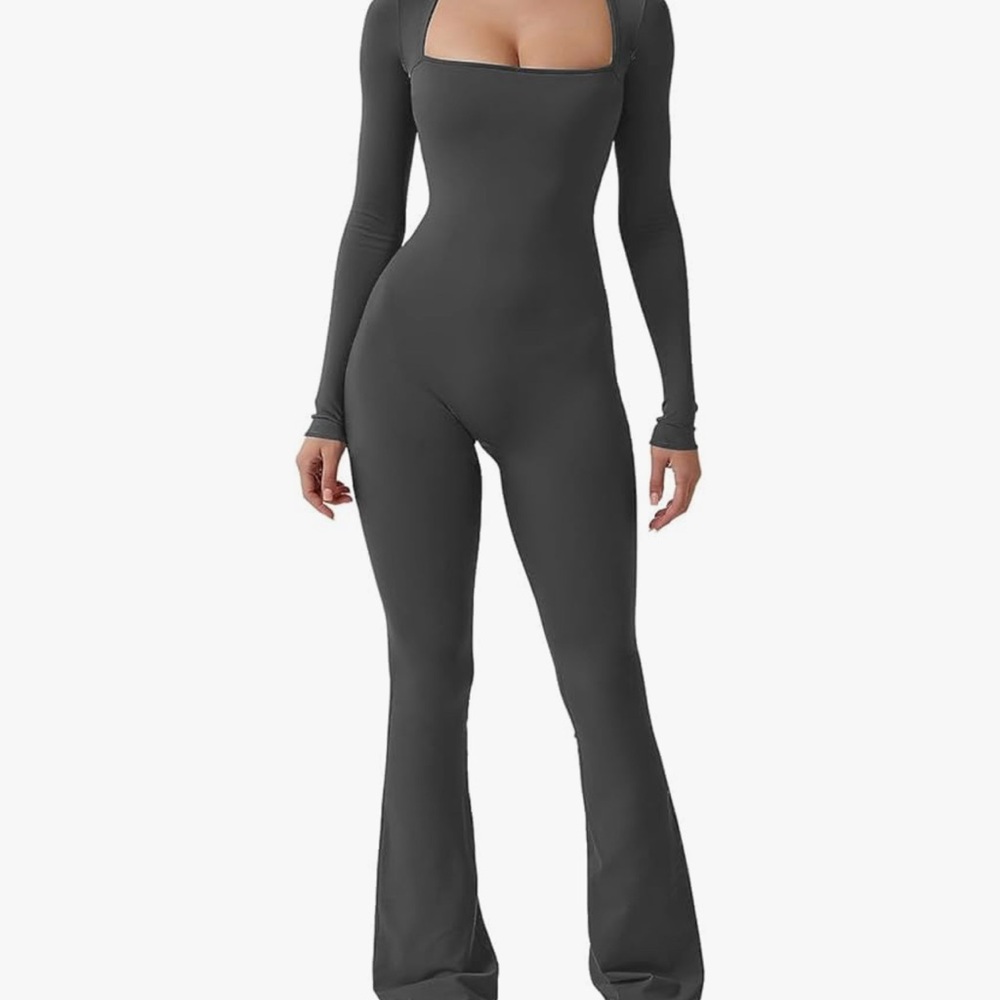 Chic Deep Gray Long Sleeve Jumpsuit - Picture 4 of 5